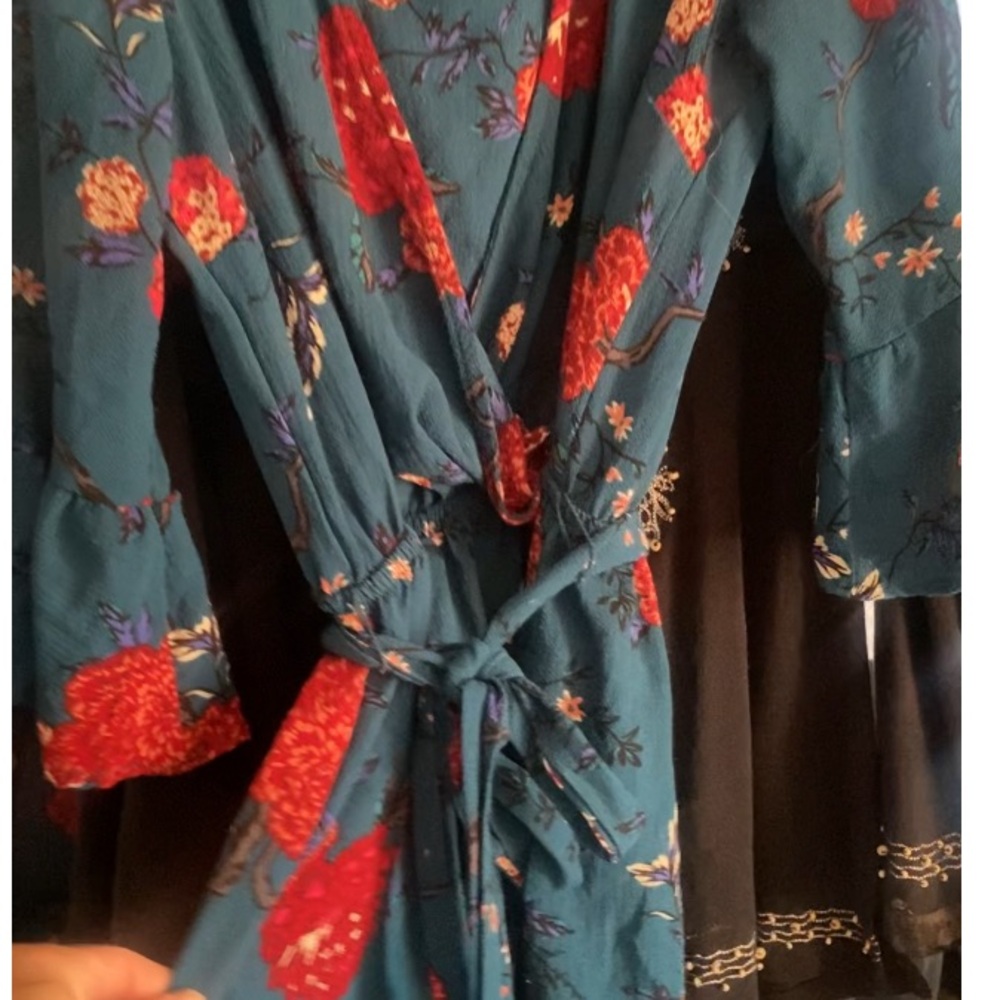 Floral romper  in Teal and Red